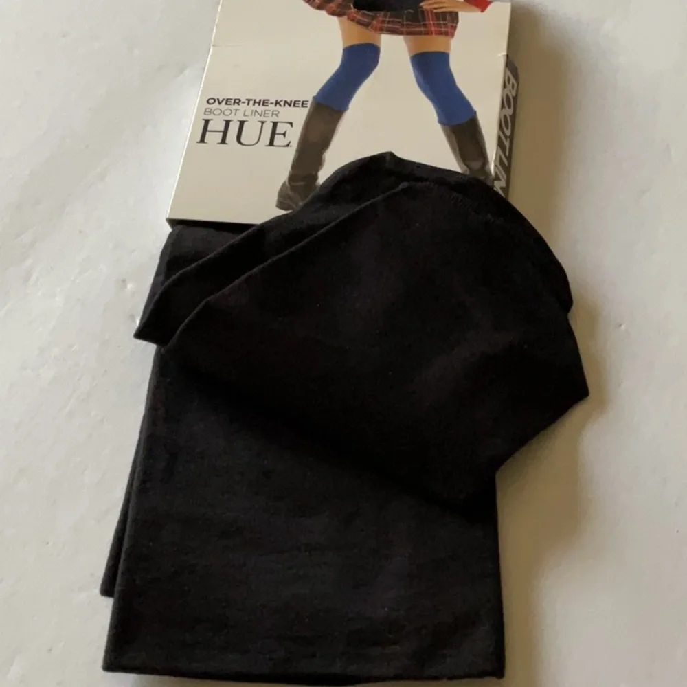 HUE MICROFIBER OVER THE KNEE BOOT LINERS SOCKS BLACK OS NWT